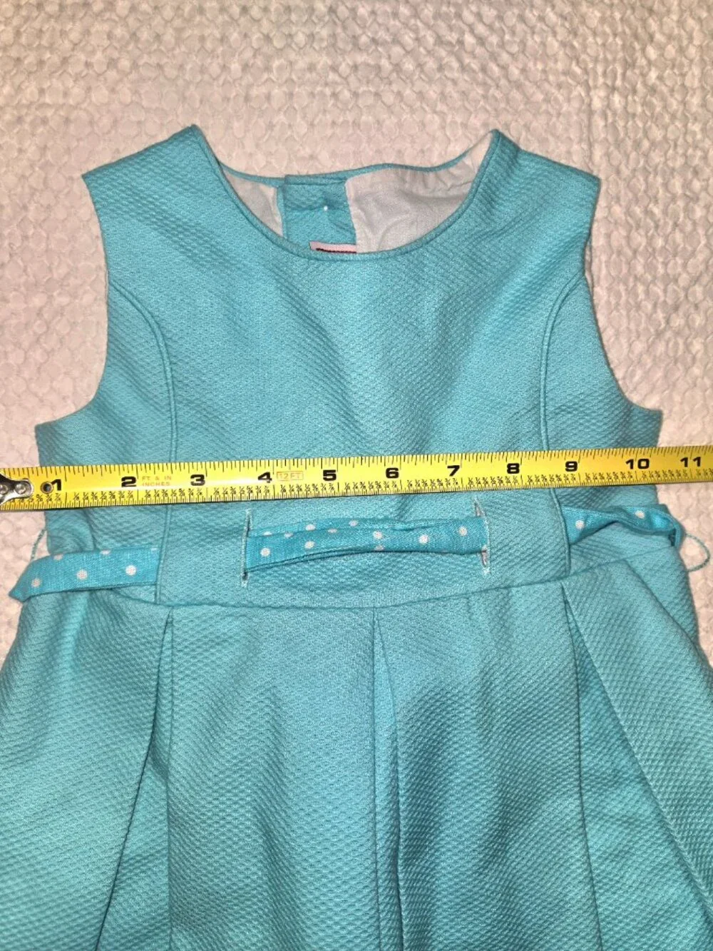 Neck & Neck Girls Aqua Blue Textured Party Dress Size 4-5Y Bow Sash Easter Weddi
